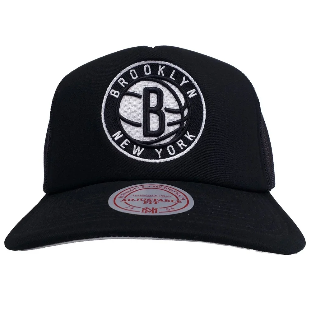 Brooklyn Nets Mitchell & Ness NBA Foam Trucker Hat Cap 3D Logo Black NWT